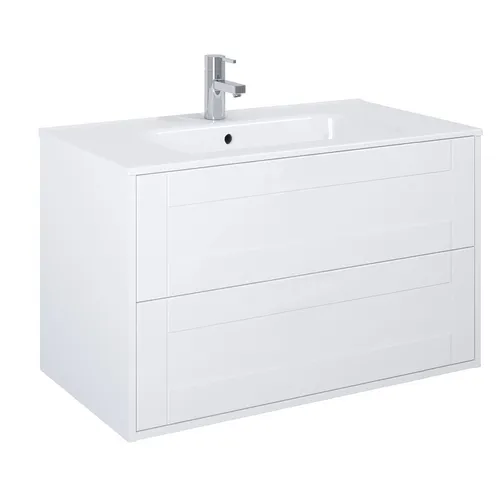 Kommod Gabriella 90 cm vit matt med Ariella tvättställ porslin