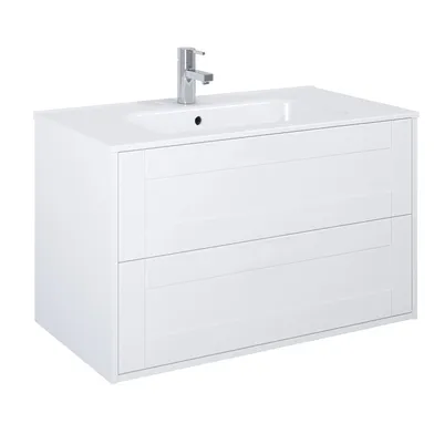 Kommod Gabriella 90 cm vit matt med Ariella tvättställ porslin