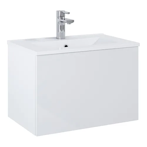 Kommod Ella 60 cm kompakt vit högblank med Ariella tvättställ porslin