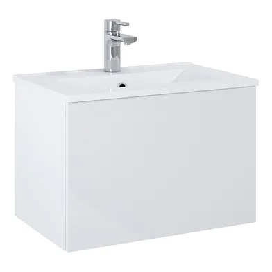 Kommod Ella 60 cm kompakt vit högblank med Ariella tvättställ porslin