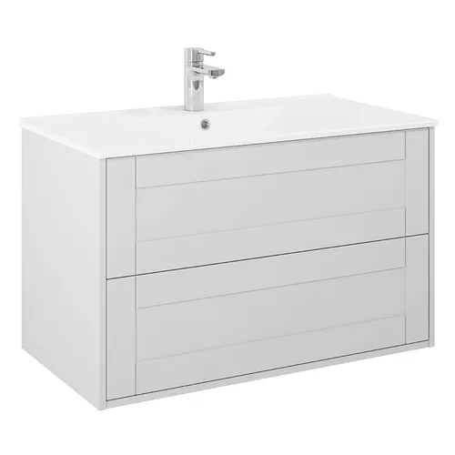 Kommod Gabriella 90 cm grå matt med Ariella tvättställ porslin