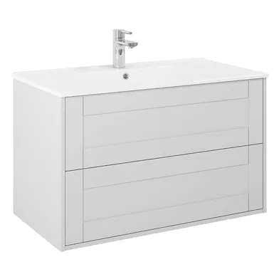 Kommod Gabriella 90 cm grå matt med Ariella tvättställ porslin