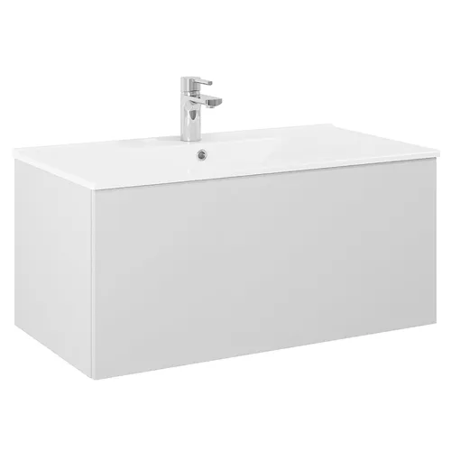 Kommod Ella 90 cm grå matt med Ariella tvättställ porslin