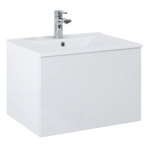 Kommod Ella 60 cm vit högblank med Ariella tvättställ porslin