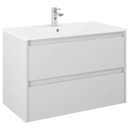 Kommod Luxor 90 cm grå matt med Ariella tvättställ porslin