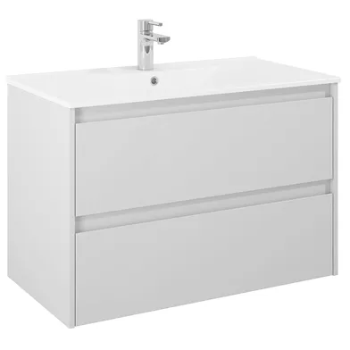 Kommod Luxor 90 cm grå matt med Ariella tvättställ porslin