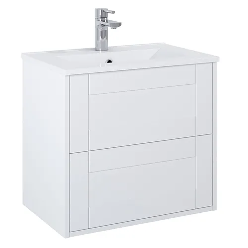 Kommod Gabriella 60 cm kompakt vit matt med Ariella tvättställ porslin