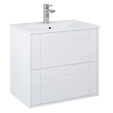 Kommod Gabriella 60 cm kompakt vit matt med Ariella tvättställ porslin