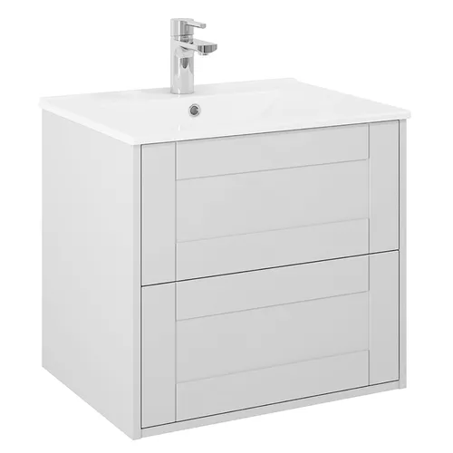 Kommod Gabriella 60 cm grå matt med Ariella tvättställ porslin