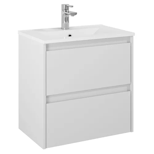 Kommod Luxor 60 cm kompakt grå matt med Ariella tvättställ porslin