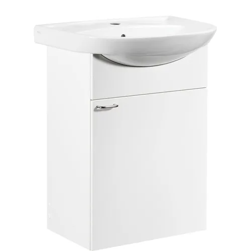 Kommod Basic kompaktlaminat vit med Basic tvättställ i porslin