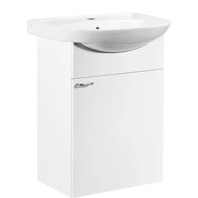 Kommod Basic kompaktlaminat vit med Basic tvättställ i porslin