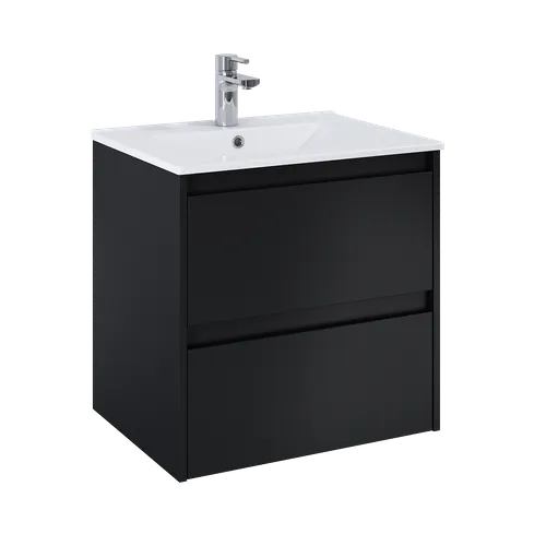 Kommod Luxor 60 cm svart med Ariella tvättställ mineralkomposit