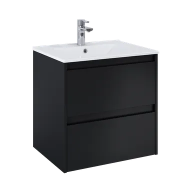 Kommod Luxor 60 cm svart med Ariella tvättställ mineralkomposit