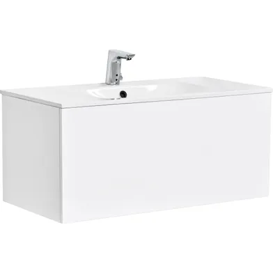 Kommod Ella 90 cm grå matt med Ariella tvättställ mineralkomposit