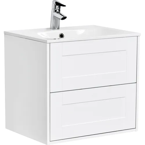 Kommod Gabriella 60 cm kompakt vit matt med Ariella tvättställ mineralkomposit