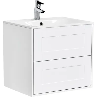 Kommod Gabriella 60 cm kompakt vit matt med Ariella tvättställ mineralkomposit