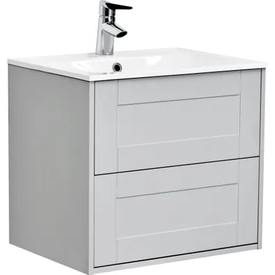 Kommod Gabriella 60 cm grå matt med Ariella tvättställ mineralkomposit