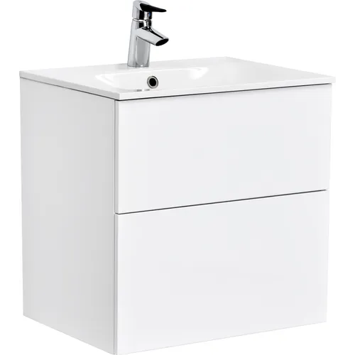 Kommod Isella 50 cm kompakt vit högblank med Ariella tvättställ mineralkomposit