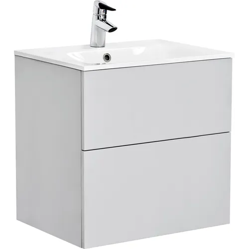 Kommod Isella 90 cm grå matt med Ariella tvättställ mineralkomposit