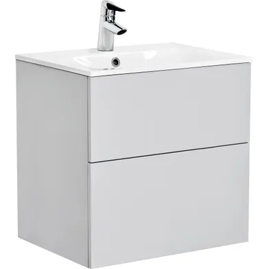 Kommod Isella 90 cm grå matt med Ariella tvättställ mineralkomposit