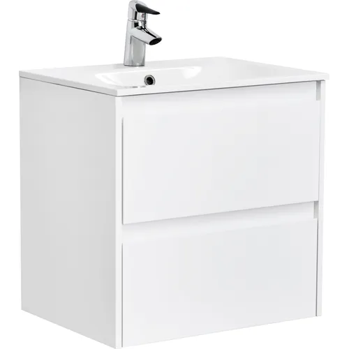 Kommod Luxor 60 cm vit matt med Ariella tvättställ mineralkomposit