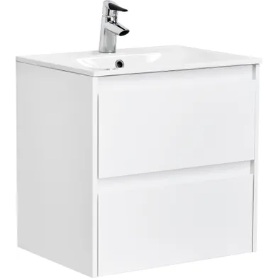 Kommod Luxor 60 cm vit matt med Ariella tvättställ mineralkomposit