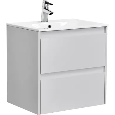 Kommod Luxor 50 cm kompakt grå matt med Ariella tvättställ mineralkomposit