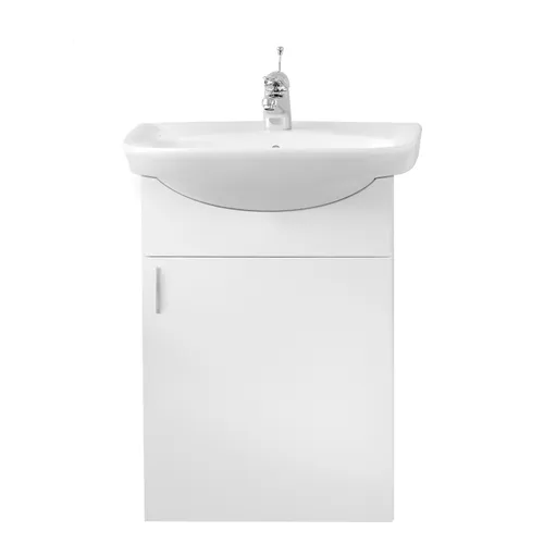 Kommod Basic Aqua vit högblank med Basic tvättställ i porslin