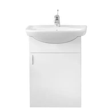 Kommod Basic Aqua vit högblank med Basic tvättställ i porslin