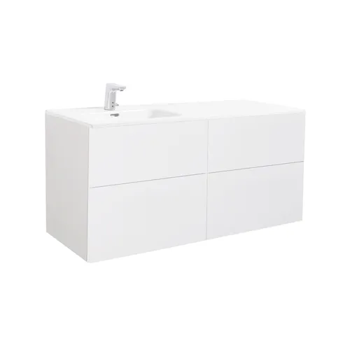 Möbelpaket Isella 120 cm vit matt inkl tvättställ med enkelho till vänster