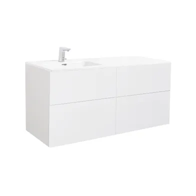 Möbelpaket Isella 120 cm vit matt inkl tvättställ med enkelho till vänster