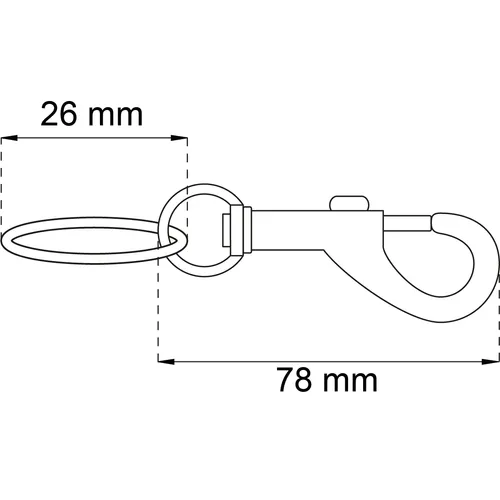 Karbinhake m. nyckelring 78 mm, Nickel
