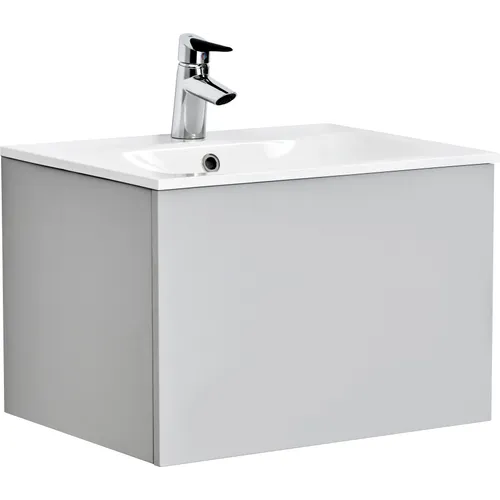 Kommod Ella 60 cm kompakt grå matt med Ariella tvättställ mineralkomposit