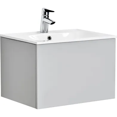 Kommod Ella 60 cm kompakt grå matt med Ariella tvättställ mineralkomposit