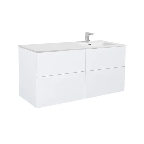 Möbelpaket Isella 120 cm vit högblank inkl tvättställ med enkelho till höger