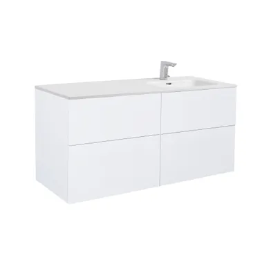 Möbelpaket Isella 120 cm vit högblank inkl tvättställ med enkelho till höger