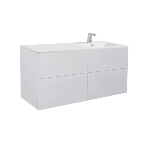 Möbelpaket Isella 120 cm grå matt inkl tvättställ med enkelho till höger