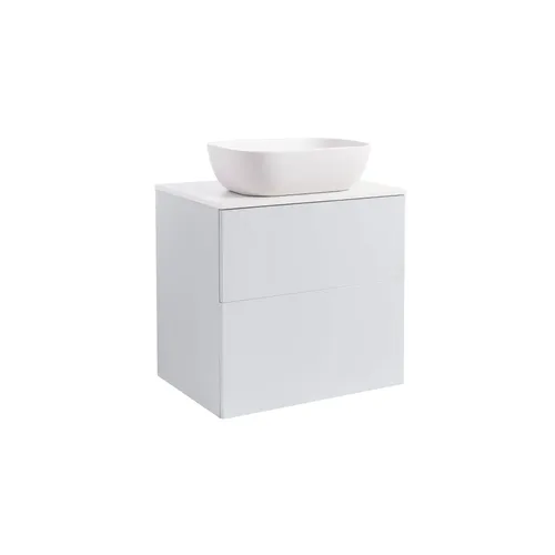 Kommod Isella 60 grå med vit bänkskiva och rektangulärt vit matt tvättställ 46x33 cm