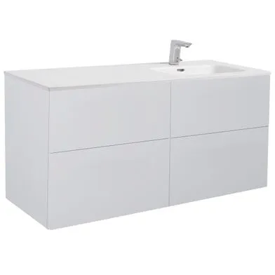 Möbelpaket Isella 120 cm grå matt inkl tvättställ med enkelho till vänster