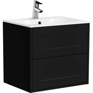 Kommod Gabriella 60 cm matt svart med Ariella tvättställ porslin