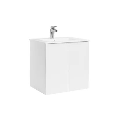 Kommod Isella 60 kompakt med dörrar vit matt tvättställ porslin