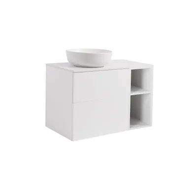 Möbelpaket Isella vit 60+30 inkl öppet sidoskåp, vit bänkskiva & vit runt tvättställ