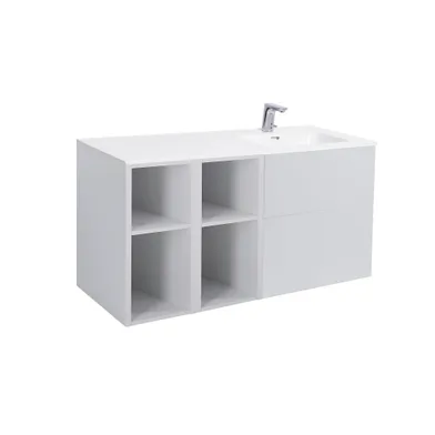 Möbelpaket Isella grå inkl tvättställ med enkelho höger och två öppna sidoskåp