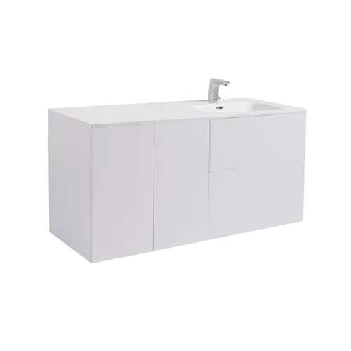 Kommod Isella 120 grå (60 kommod + 30 uskåp m tvkorg) tvättställ m enkel ho till höger