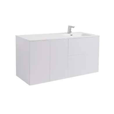 Kommod Isella 120 grå (60 kommod + 30 uskåp m tvkorg) tvättställ m enkel ho till höger