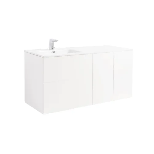 Kommod Isella 120 vit hb (60 kommod + 30 uskåp m tvkorg) tvättställ m enkel ho till vänster