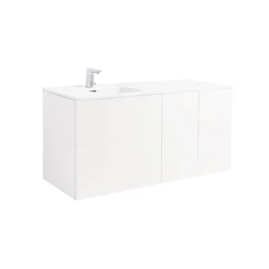 Kommod Isella 120 vit hb (60 kommod + 30 uskåp m tvkorg) tvättställ m enkel ho till vänster