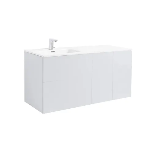 Kommod Isella 120 grå (60 kommod + 30 uskåp m tvkorg) tvättställ m enkel ho till vänster