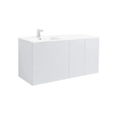 Kommod Isella 120 grå (60 kommod + 30 uskåp m tvkorg) tvättställ m enkel ho till vänster